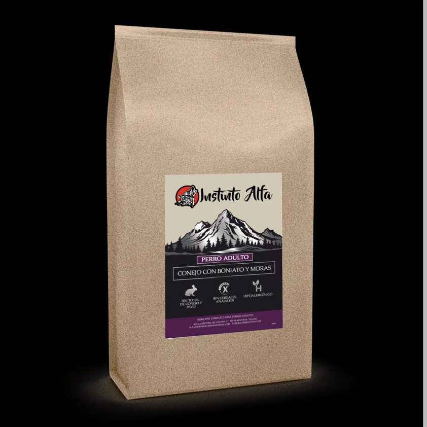 Instinto Alfa adulto conejo boniato y moras raza mediana/grande